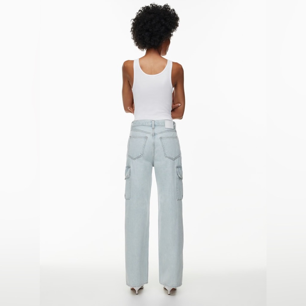 Denim Forum The Farrah Hi-rise Cargo Jean- Bleach Bleu